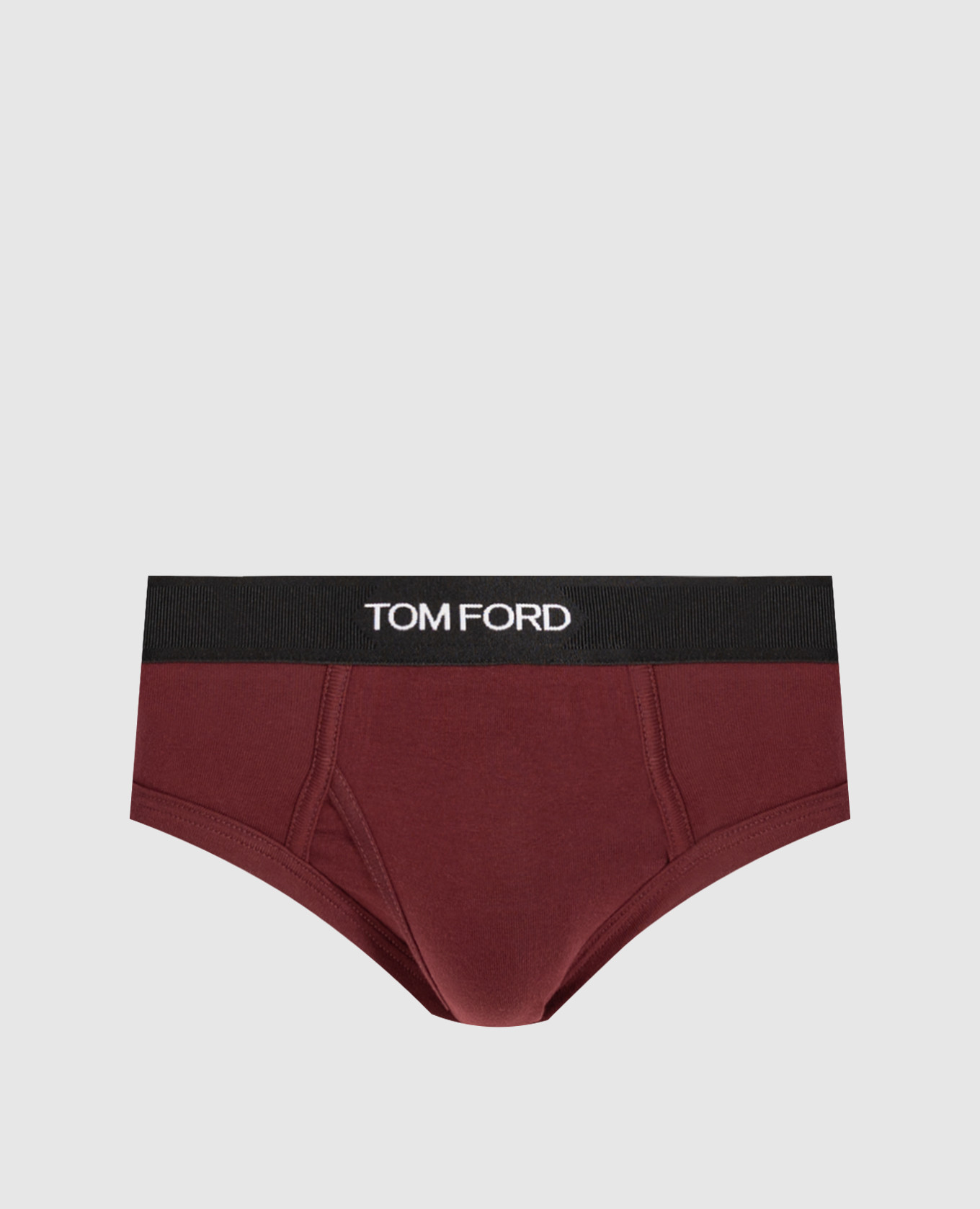 Burgundy briefs with logo pattern