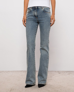 Balmain Blue flared jeans with logo patch PA0000000008