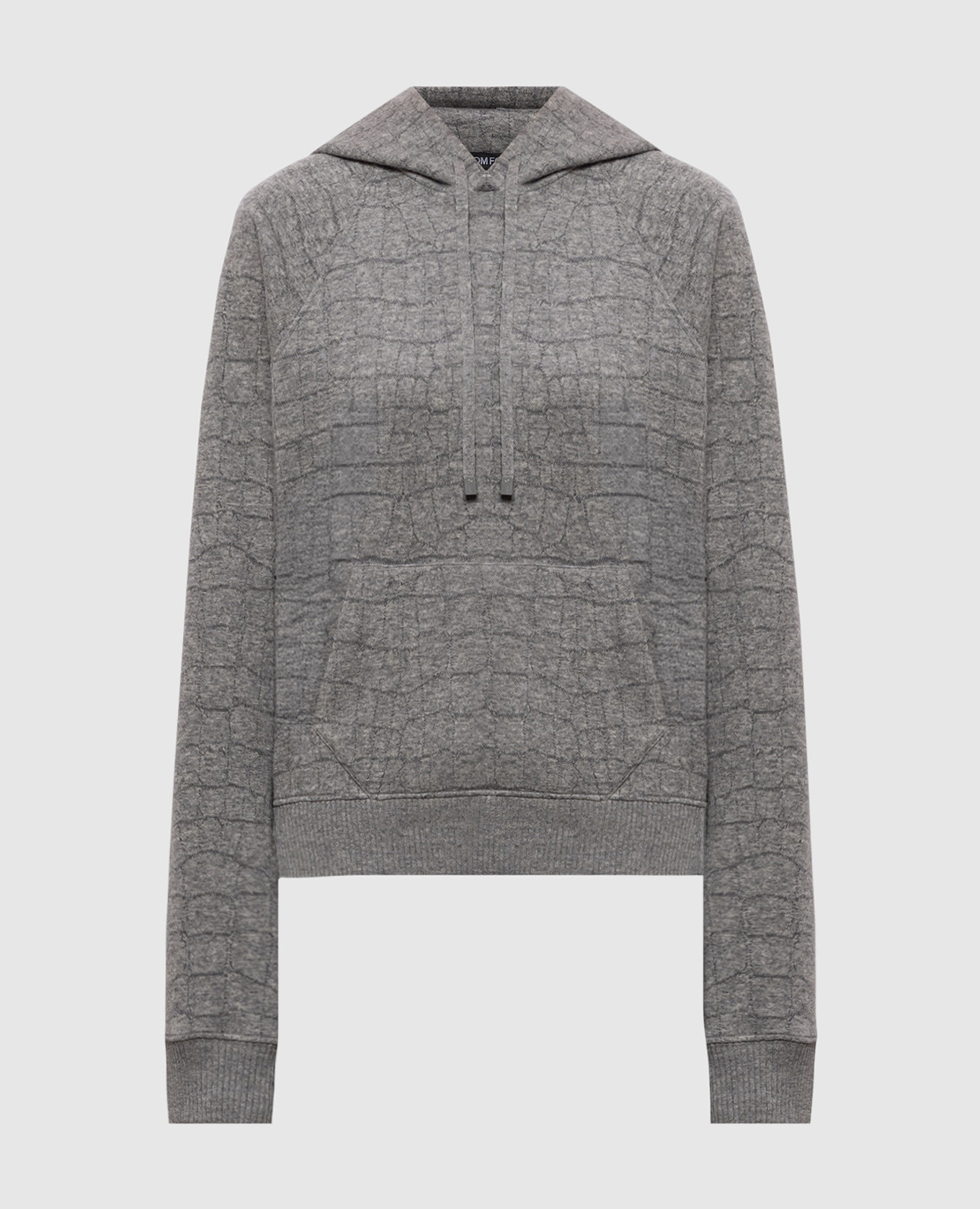 Grauer Kaschmir-Hoodie mit Webmuster
