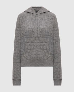 Tom Ford Grey cashmere hoodie with woven pattern FLJ071JEX200