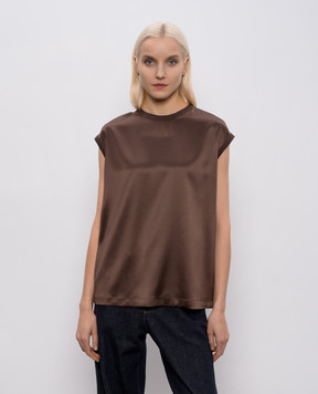 Brunello Cucinelli Brown silk straight-cut top M0C59EH500