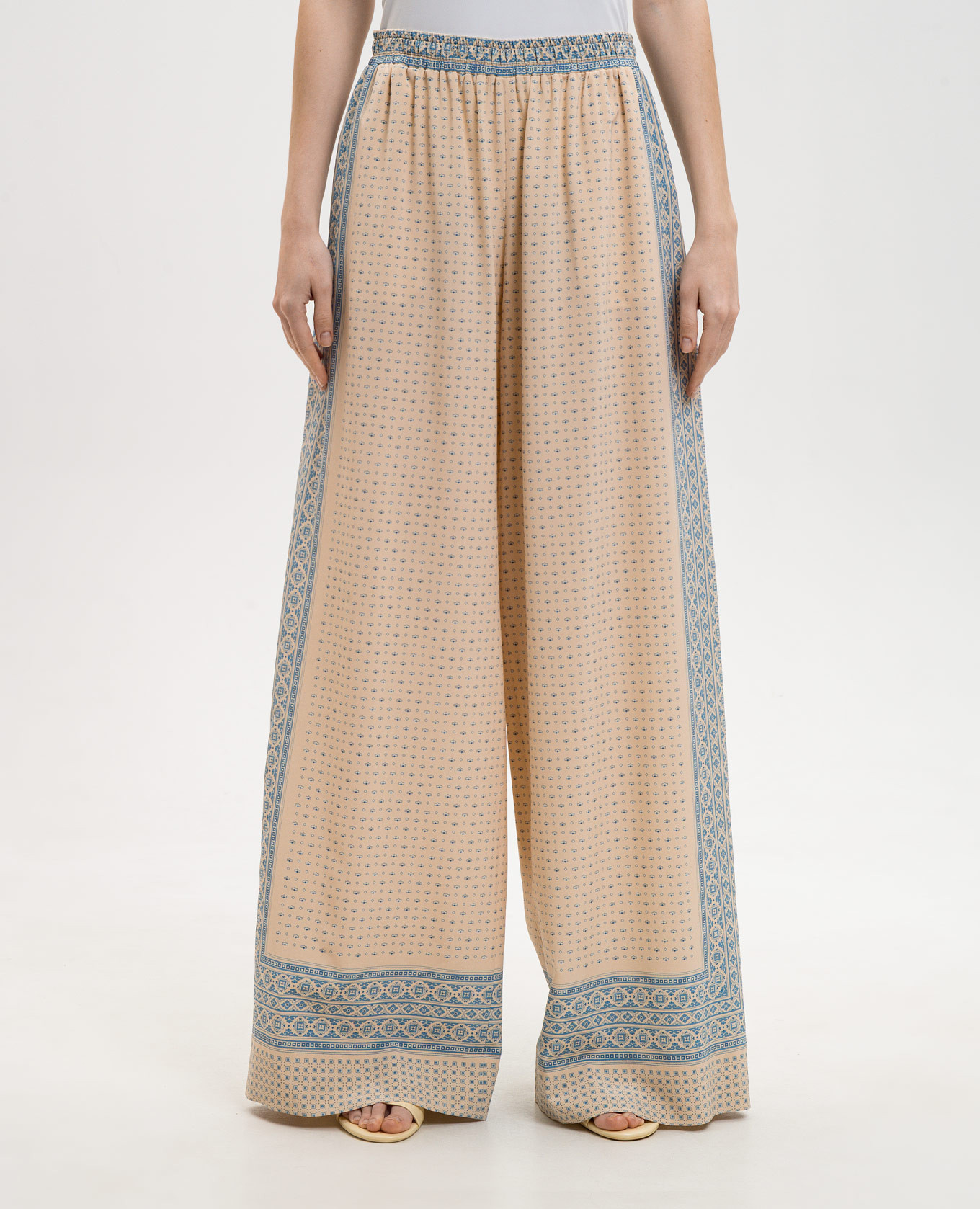 

Beige silk printed pants Ermanno Scervino