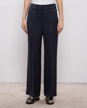 Peserico Blue pants with brand patch A04783Z01972