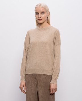 Brunello Cucinelli Beige cashmere sweater with monil chain M12244410P