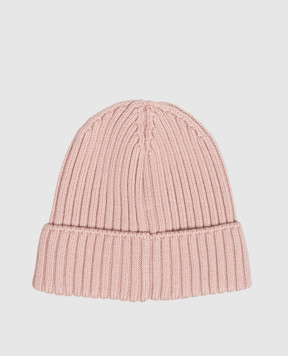 Moncler ENFANT Children's pink wool hat with patch L29543B00008M1131