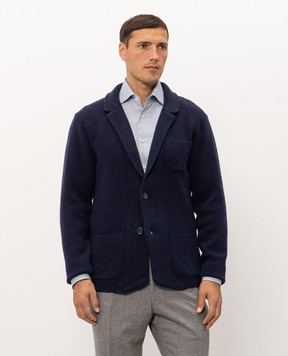 Pini Parma Blue wool and cashmere cardigan JAMAGLBL