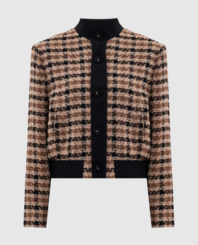 Twinset Brown tweed jacket with checked wool 262TT2350