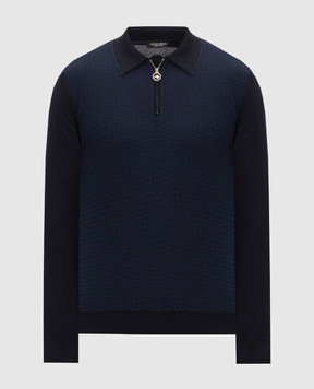 Stefano Ricci Blue cashmere and silk polo shirt K606434P30F26320