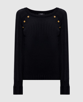 Balmain Black jumper with branded studs GF1ARA60KJ45