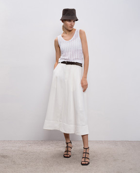 Brunello Cucinelli White midi skirt with linen MH126G3951