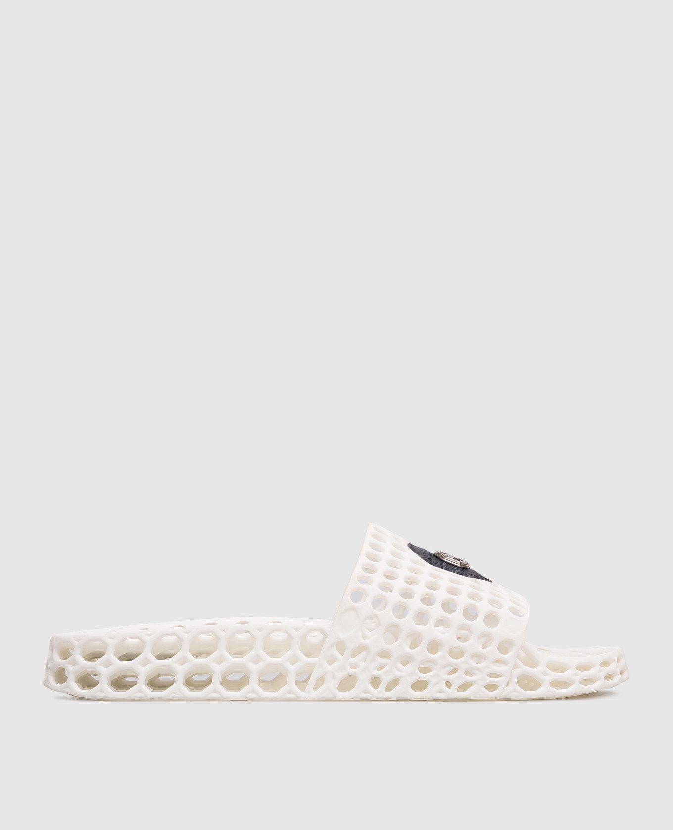 

White perforated sliders with leather inserts Stefano Ricci