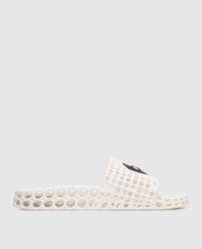 Stefano Ricci White perforated sliders with leather inserts UT50G776CS