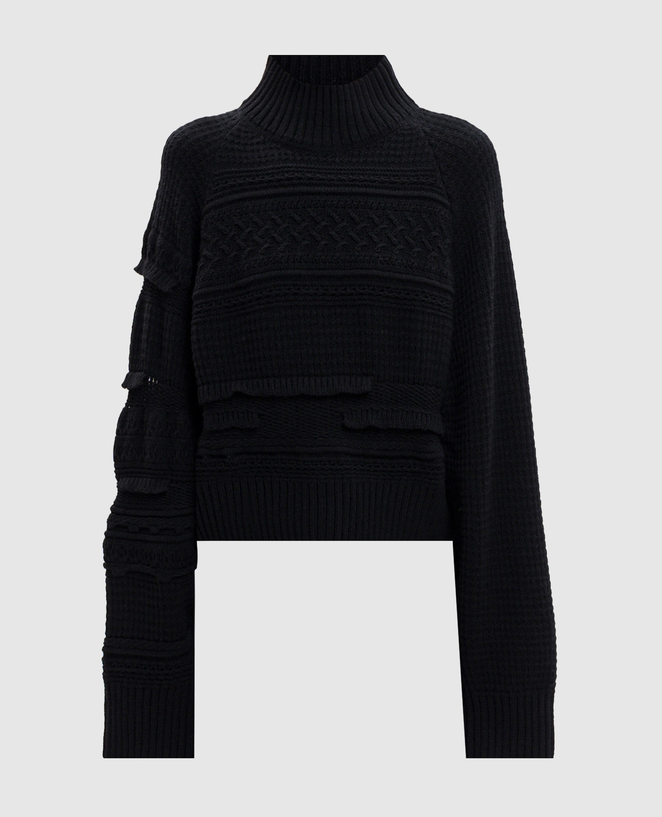 Black wool sweater with textured pattern