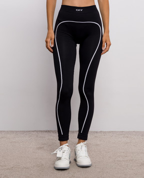 Off-White Black leggings with logo pattern 2FH00668B