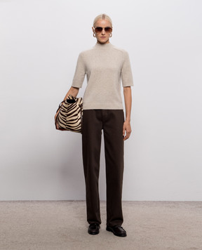 Loulou de Saison RUTH beige cashmere sweater with short sleeves RUTH