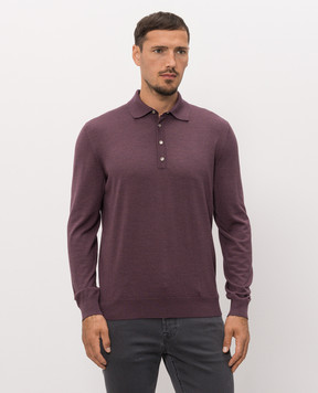 Stefano Ricci Purple wool and silk polo with patch K606426P34F26314