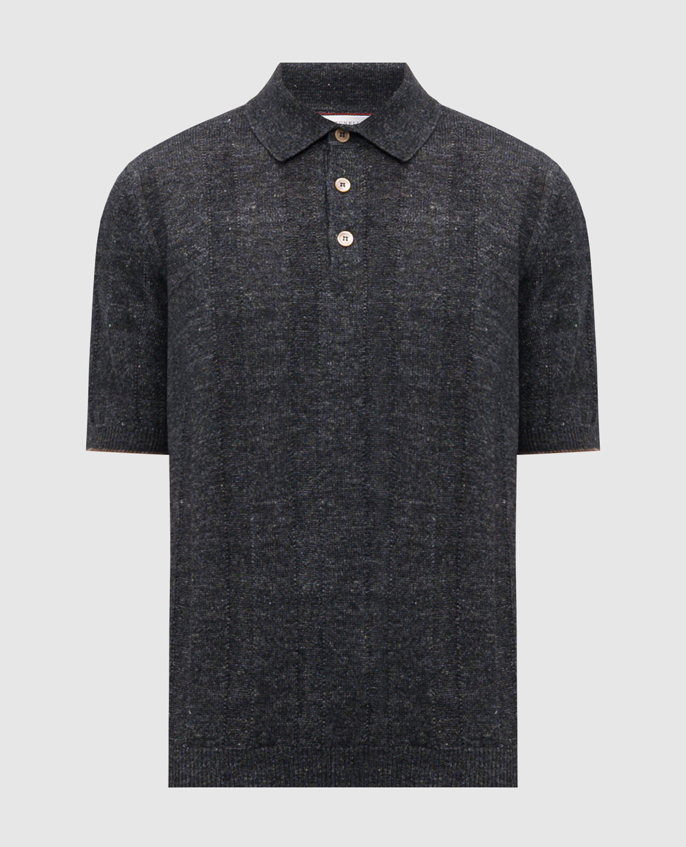 

Grey polo shirt with linen in woven pattern Brunello Cucinelli