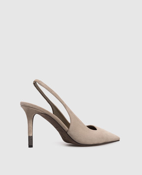 Brunello Cucinelli Beige suede slingbacks MZSFC3256