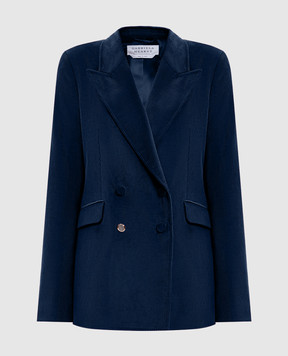 Gabriela Hearst Angela blue double-breasted corduroy jacket 3265113T124