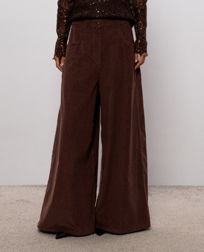 Brunello Cucinelli Brown velvet palazzos MB187P9266