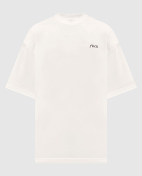 Vetements Beige cotton T-shirt with contrast print ME76TR188Vm