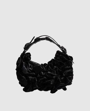 Innerraum Black velvet hobo bag HM0 with silk HM0BKBKSHAR