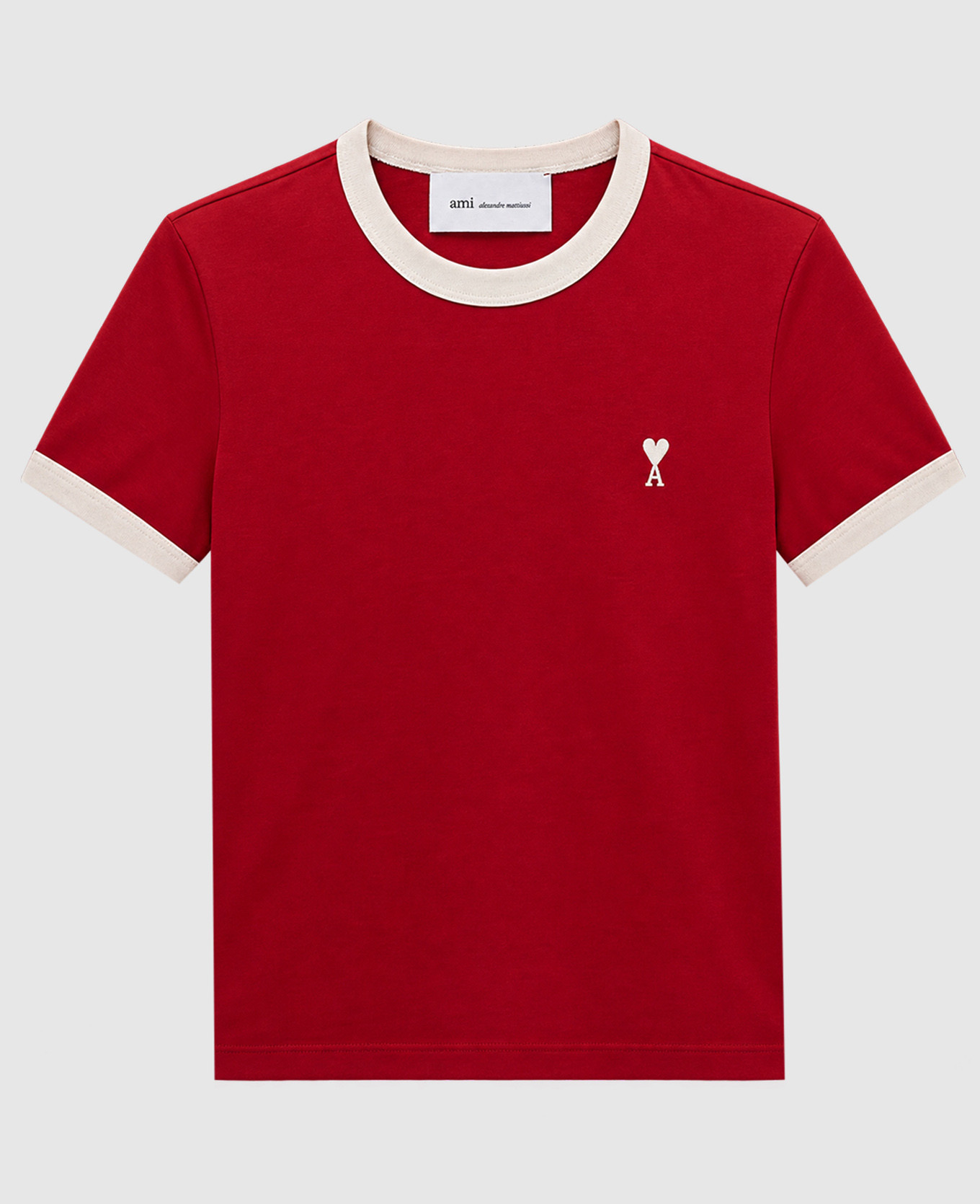 Red T-shirt with embroidered emblem
