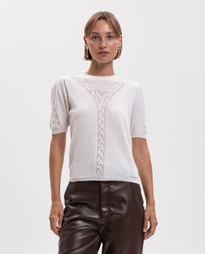 Twinset Ivory wool top with openwork pattern 262TP3210