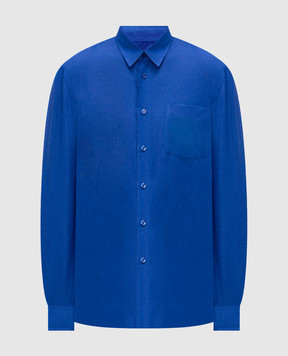 Vilebrequin Blue linen shirt with embroidery CRSE3U01