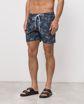 ISAIA Grey swim shorts with branded print COSI19BW252