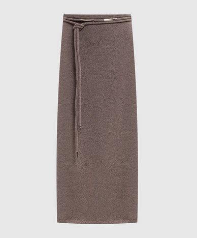 OGGI beige cashmere midi skirt
