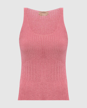 Twinset Pink ribbed top with lurex 261TP3041