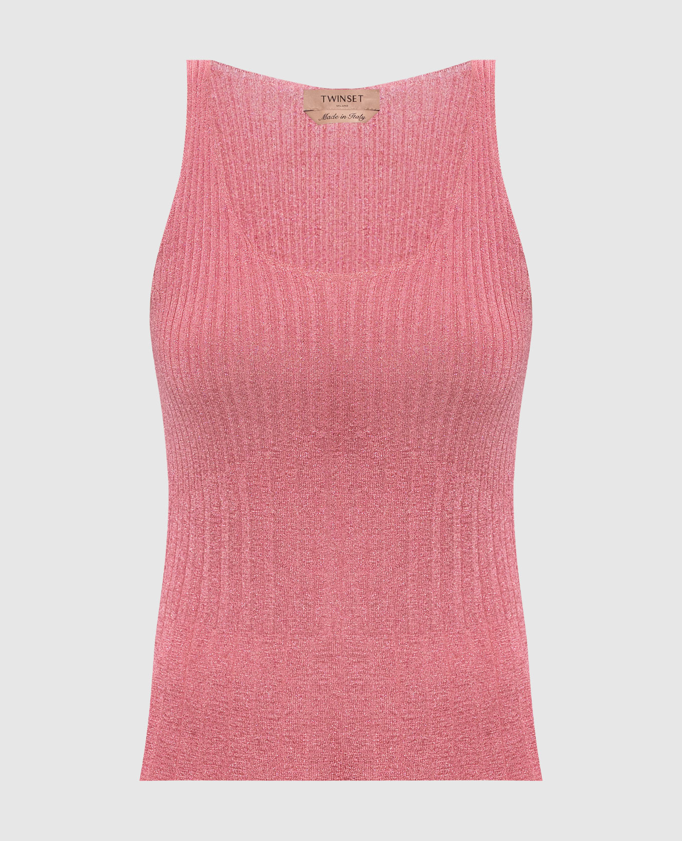 Pink ribbed top with lurex