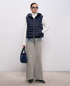 Peserico Blue down vest with monil chain A0346102200
