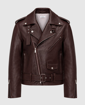 Thom Browne Burgundy leather jacket MJO267XL0182