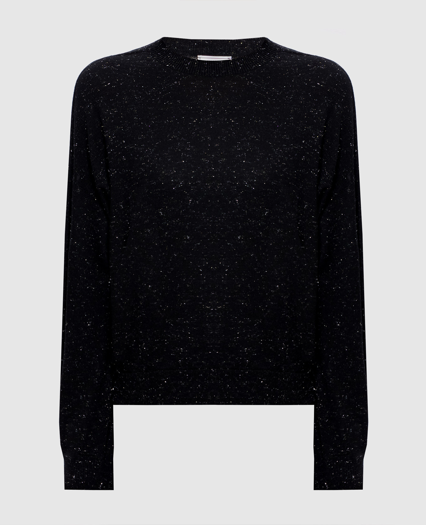 Black wool sweater with lurex