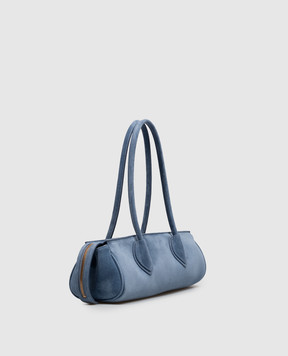 Khaite Donna blue suede baguette bag H2057726