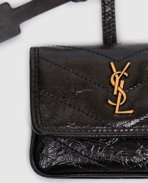 Saint Laurent Black glossy leather key chain case NIKI 8712130EN07