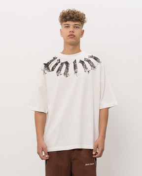 Palm Angels Ivory T-shirt with logo print PAMAA003JR001m