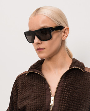 Bottega Veneta Black Injected Aviator Sunglasses 872385VBL80
