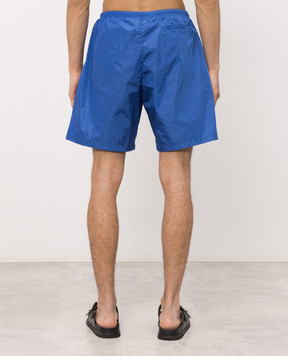 Palm Angels Blue logo print swim shorts PMFD018S26FAB001