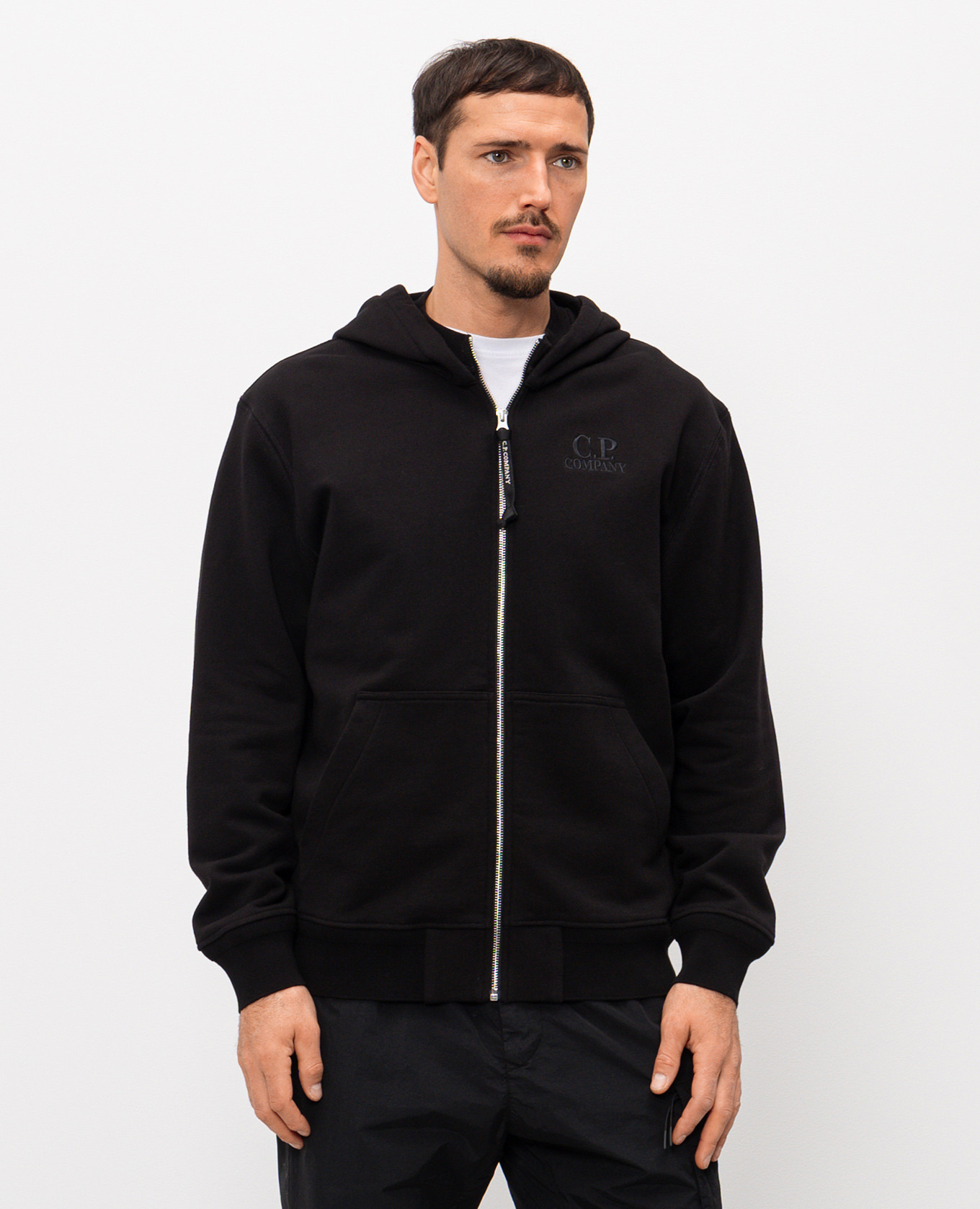 

Black sports jacket with logo embroidery C.P. Company