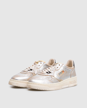 AUTRY Silver leather sneakers MEDALIST Super Vintage AVLWWR02