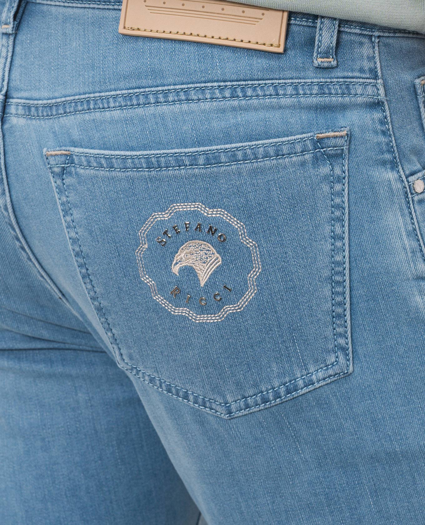 Blue jeans with embroidered emblem Stefano Ricci 5
