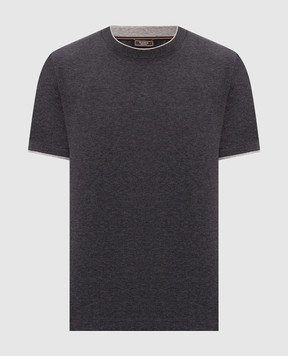 Peserico Grey melange T-shirt with logo print R55044J0Q402358