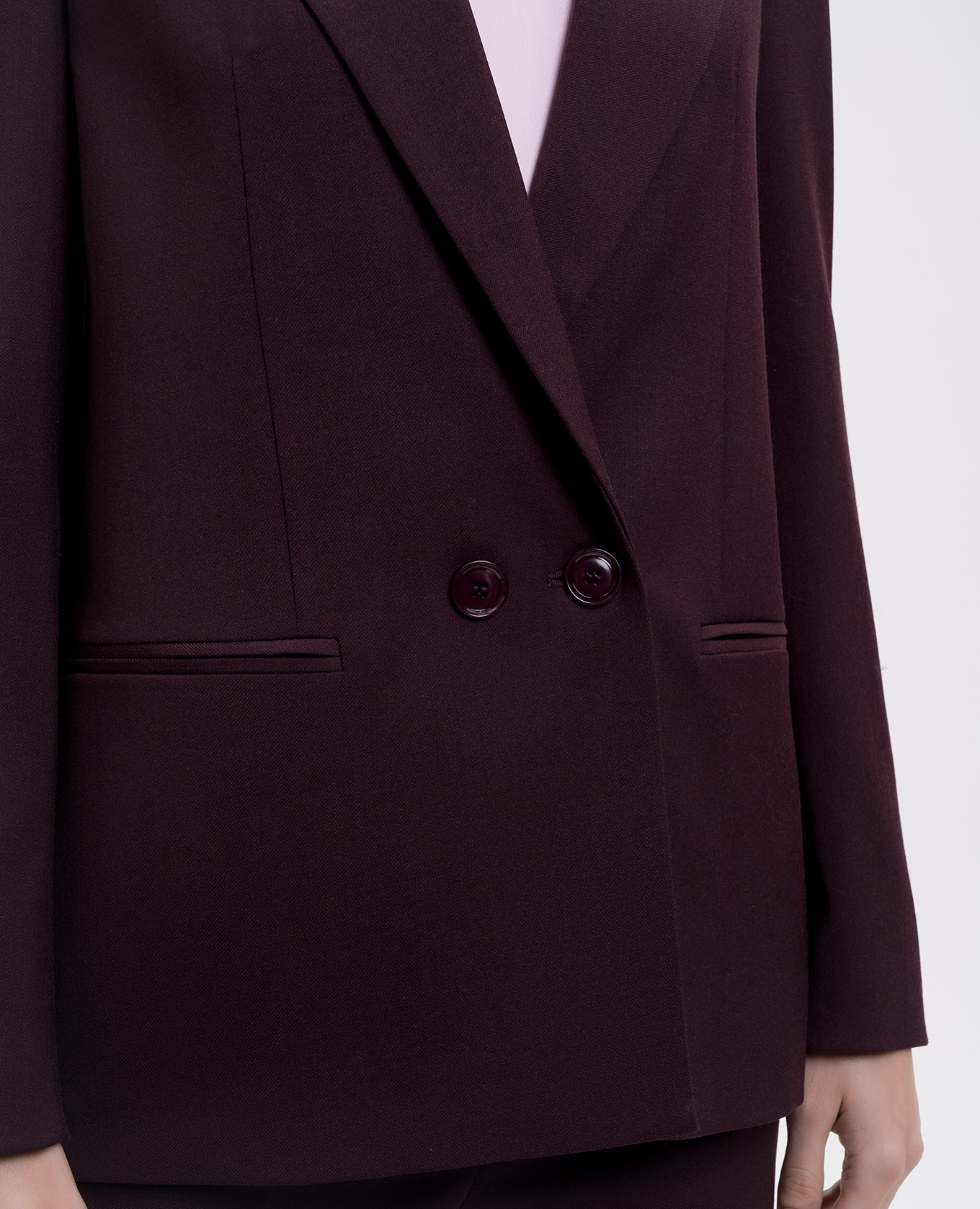 Burgundy double-breasted wool jacket with logo Twinset 5