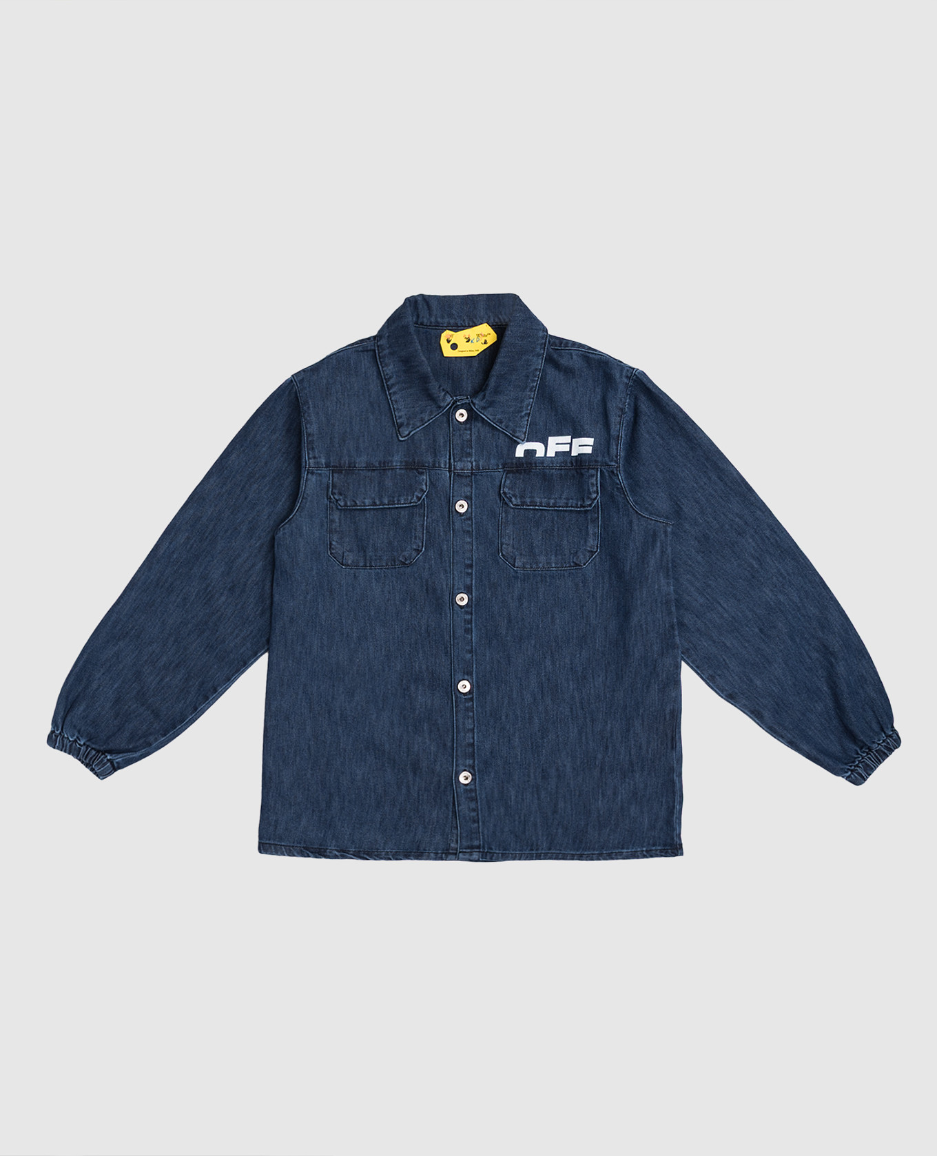 Children's blue denim shirt with logo print Off-White