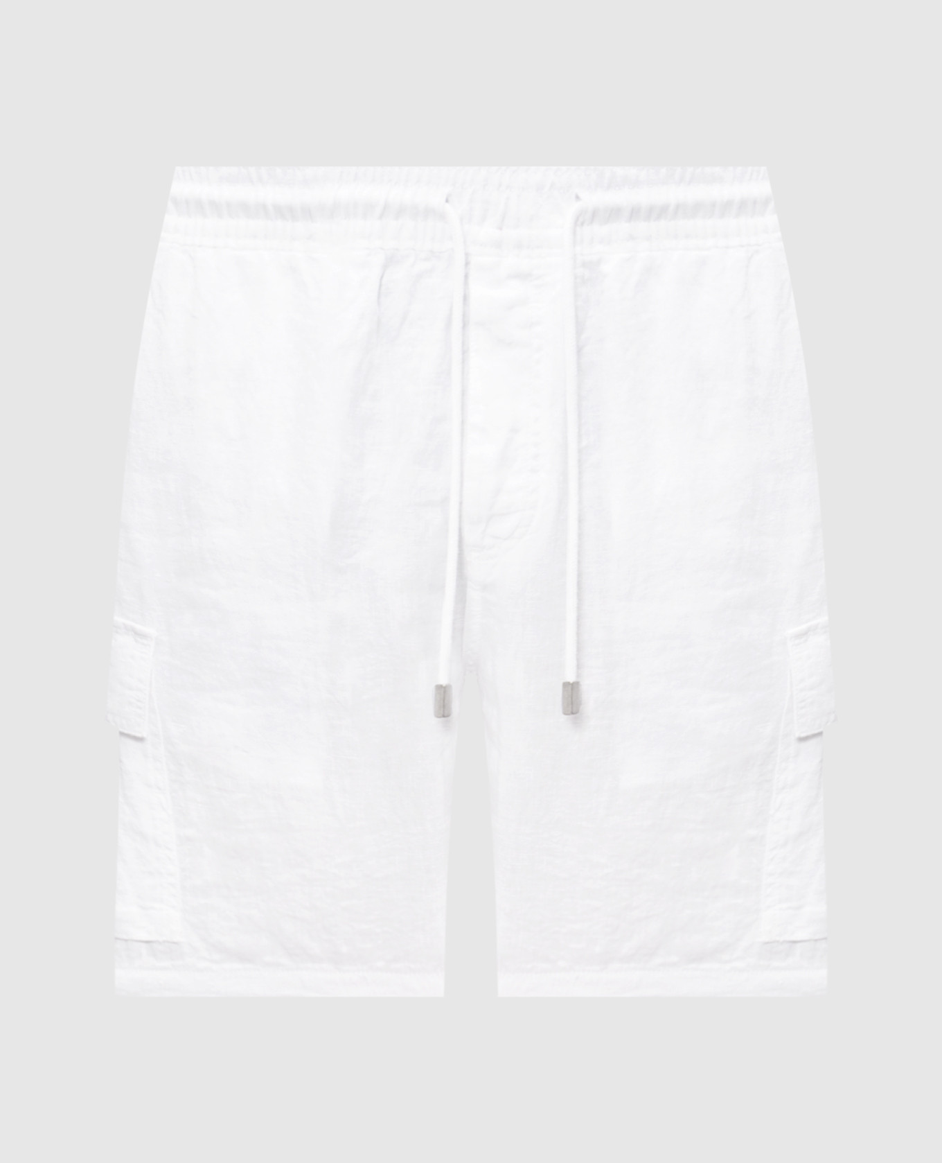 White linen cargo shorts