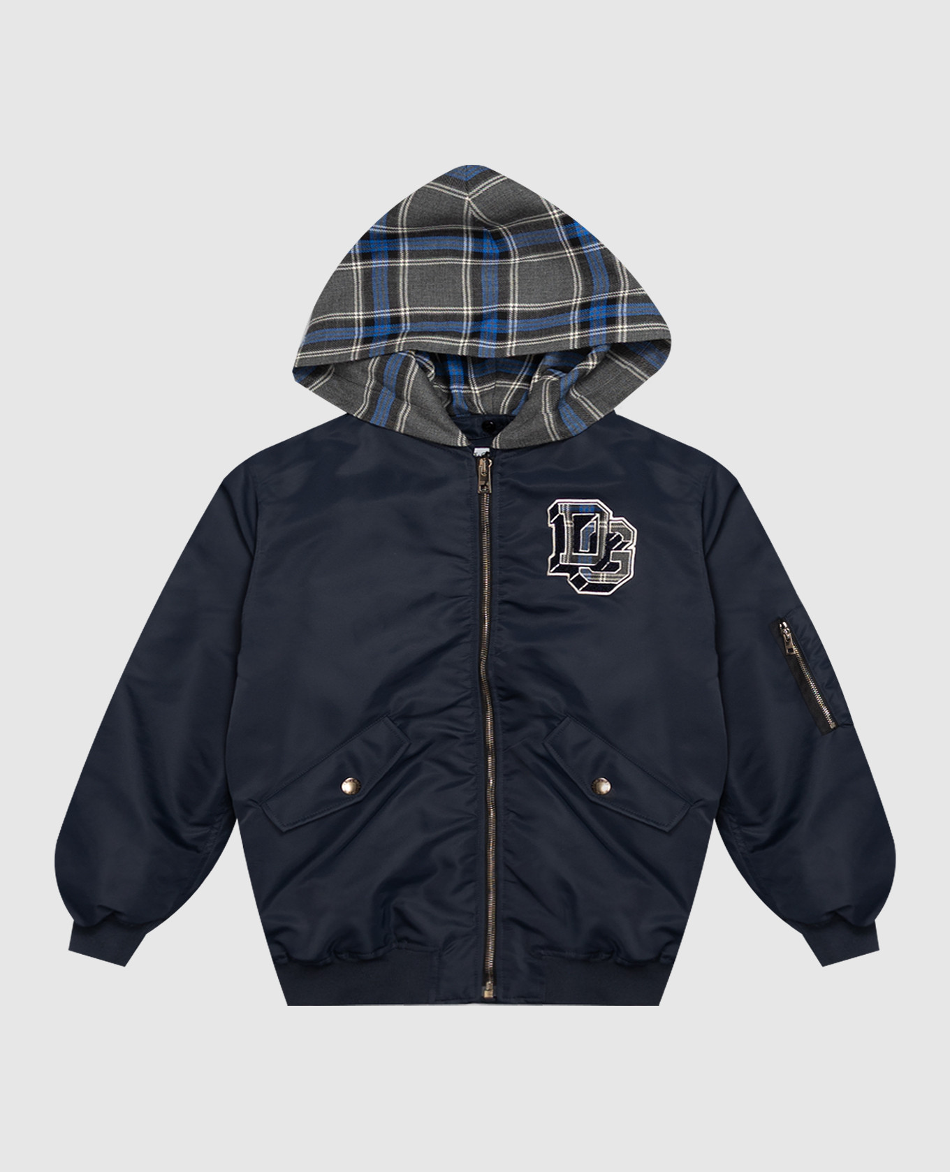 Children's blue bomber jacket with monogram patch Dolce&Gabbana