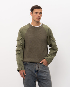 Balmain Khaki wool sweater HH1KD188KK29